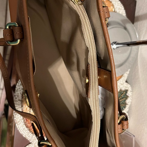 Coach Peyton Carryall Brown Side Drawstrings Saffiano...